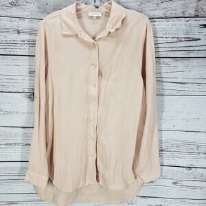 Calvin Klein  Women's Peach Linen blend Button Up Long Sleeve Shirt Size M